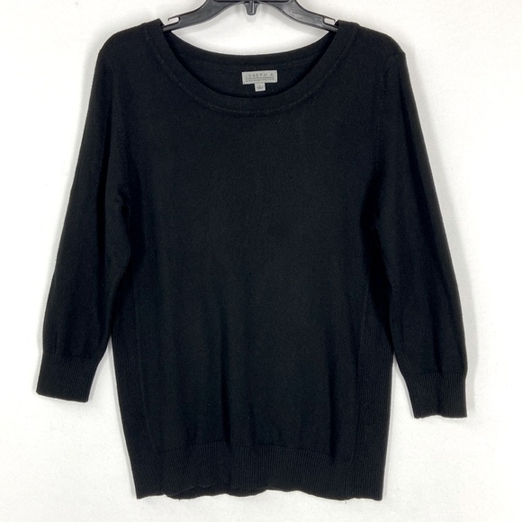 Joseph A.  3/4 Sleeves Boat Neck Pullover Sweater in Black Size L - Picture 1 of 7
